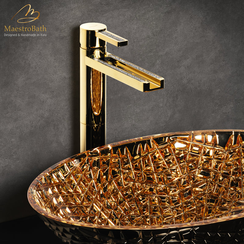 Swarovski Crystal Bathroom Faucet | Polished Gold