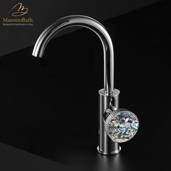 Preziosa Luxury Bathroom Faucet | Polished Chrome #handles_Abalone