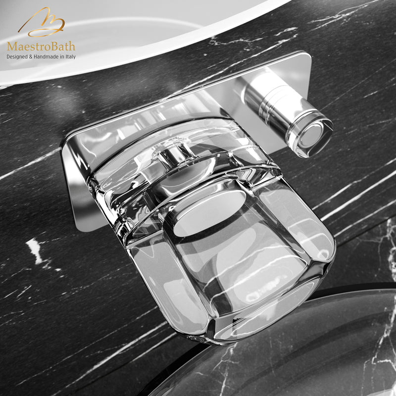 Slick Luxury Wall Mount Bathroom Faucet | Polished Chrome