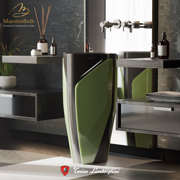 Iconico by Tonino Lamborghini Freestanding Sink #color_Green and Black