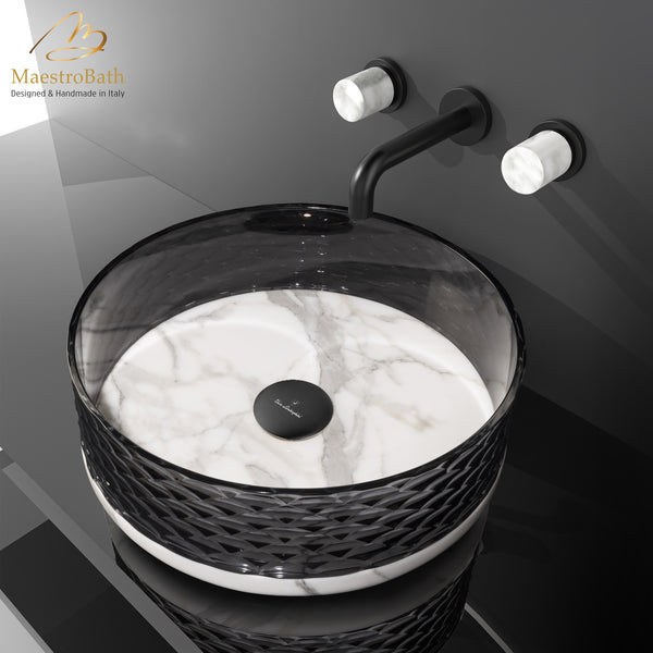 Marmofusion by Tonino Lamborghini Vessel Sink #color_white marble