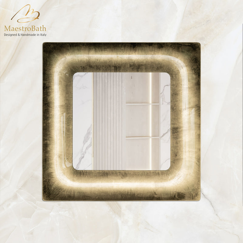 Eviden Luxury Square Mirror | Gold Leaf