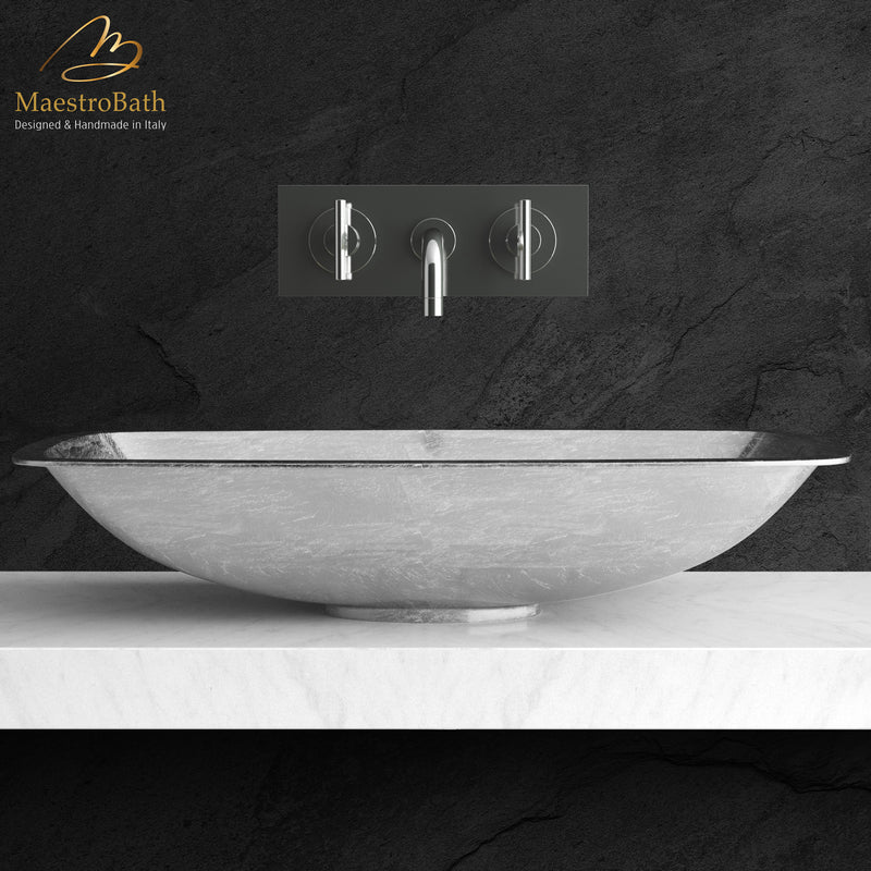 Pert Open Drop-In Bath Sink | Silver Leaf