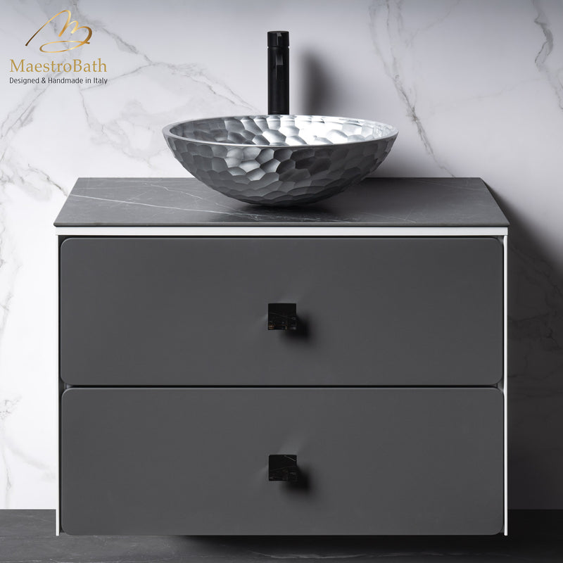 Modern Bathroom Vanity 32" | White and Silver