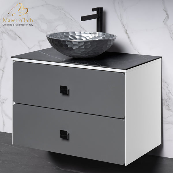 Modern Bathroom Vanity 32" | White and Silver