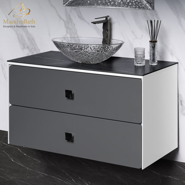 Modern Bathroom Vanity 40" | White and Silver