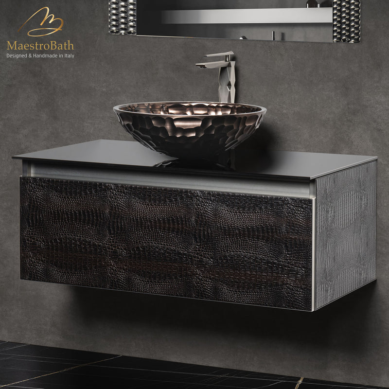 Luxury Crocodile Bathroom Vanity | Dark Crocodile