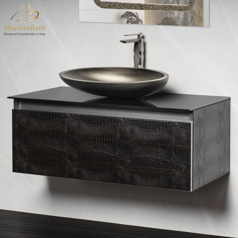 Luxury Crocodile Bathroom Vanity | Dark Crocodile