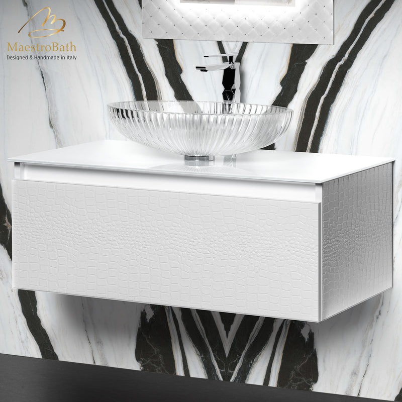 Luxury Crocodile Bathroom Vanity | White Crocodile