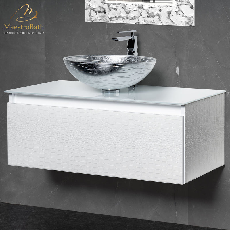 Luxury Crocodile Bathroom Vanity | White Crocodile