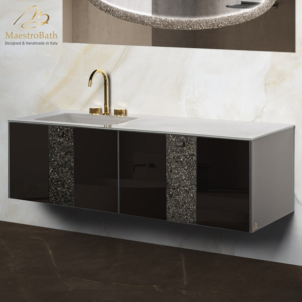 Luxury Crystal Glass Wallmount Bathroom Double Vanity