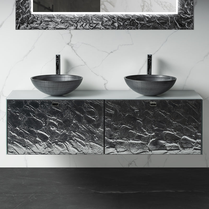 Luxury Murano Glass Wallmount Bathroom Double Vanity