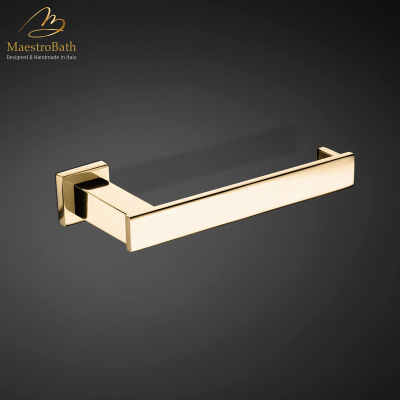 Modern Wall Mounted Roll Holder | Polished Gold