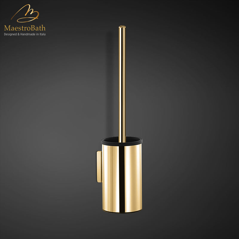 Modern Wall Mounted Brush Holder | Polished Gold