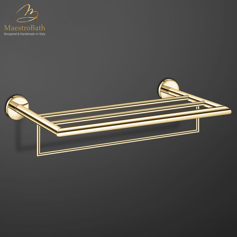 Modern Towel Rack | Polished Gold