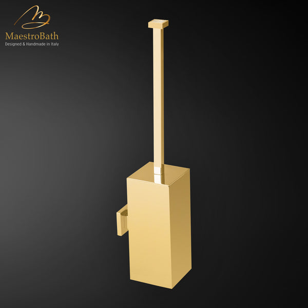 Skip Diamond Brush Holder | Polished Gold