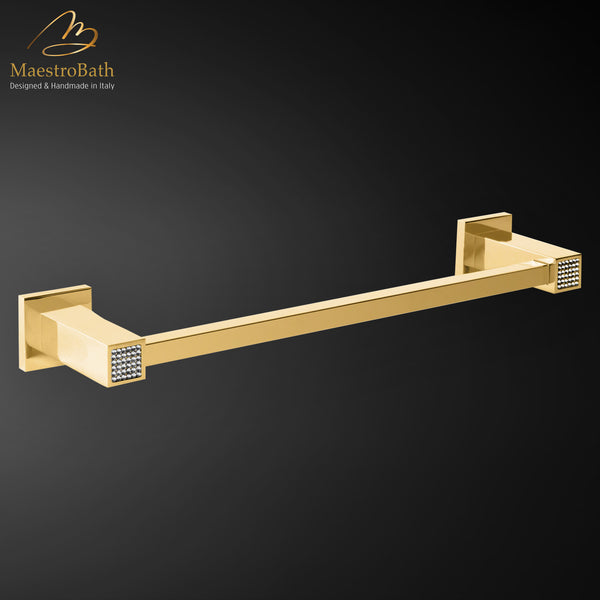 Skip Diamond Towel Bar | Polished Gold