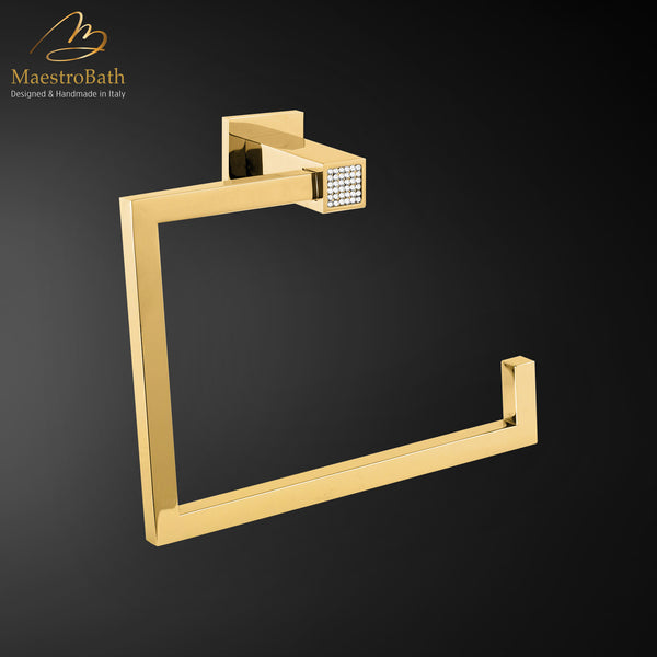 Skip Diamond Towel Ring | Polished Gold