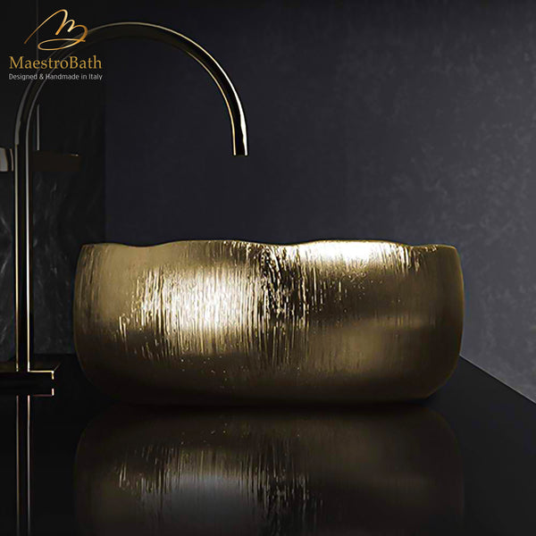 Contemporary Bathroom Vessel Sink #color_gold