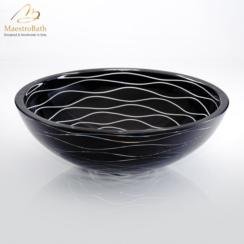 VetroFreddo Wave Black Vessel Sink