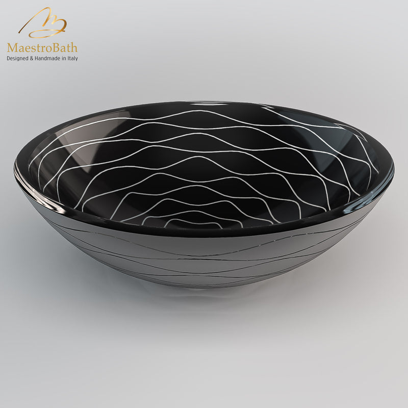 VetroFreddo Wave Black Vessel Sink