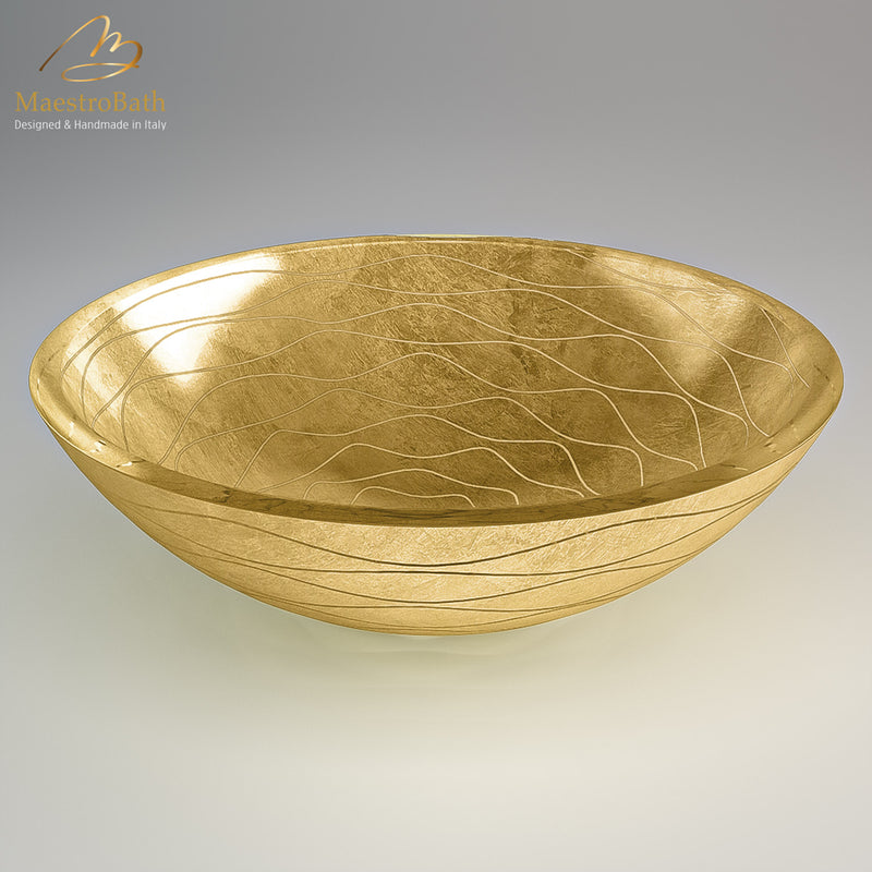 VetroFreddo Wave Gold Vessel Sink