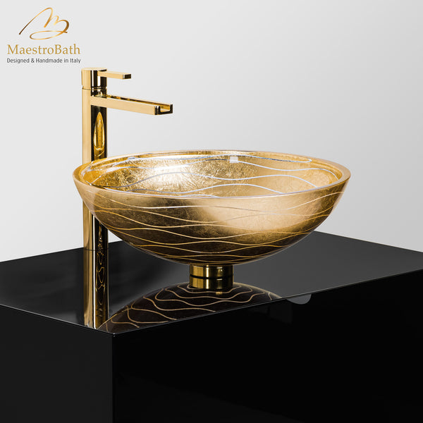 VetroFreddo Wave Gold Vessel Sink #color_gold