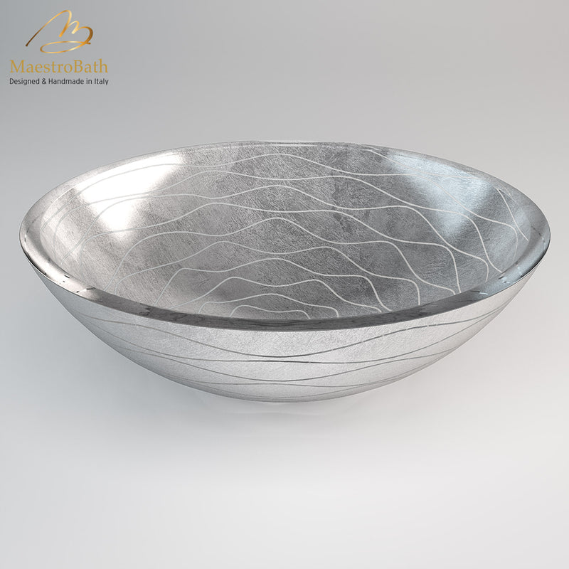 VetroFreddo Wave Silver Vessel Sink