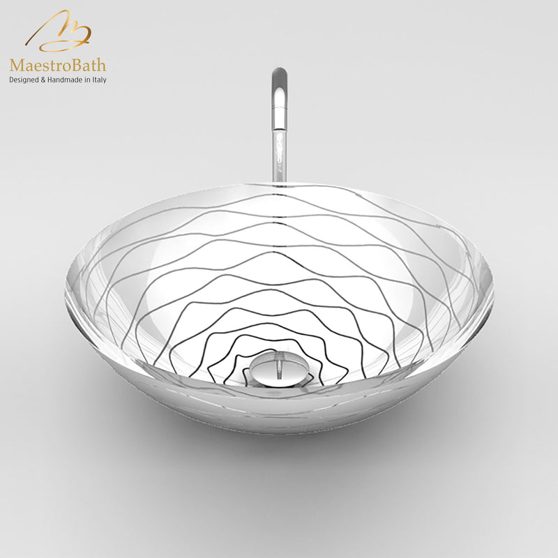 VetroFreddo Wave White Vessel Sink