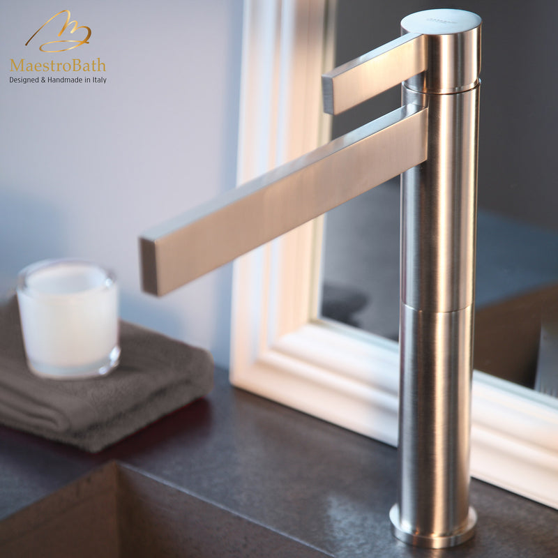 Caso Brushed Nickel Designer Bathroom Faucet