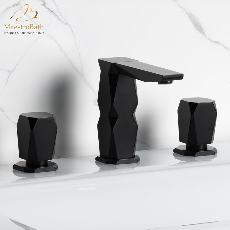 Ikon 3-Hole Black Luxury Bathroom Faucet