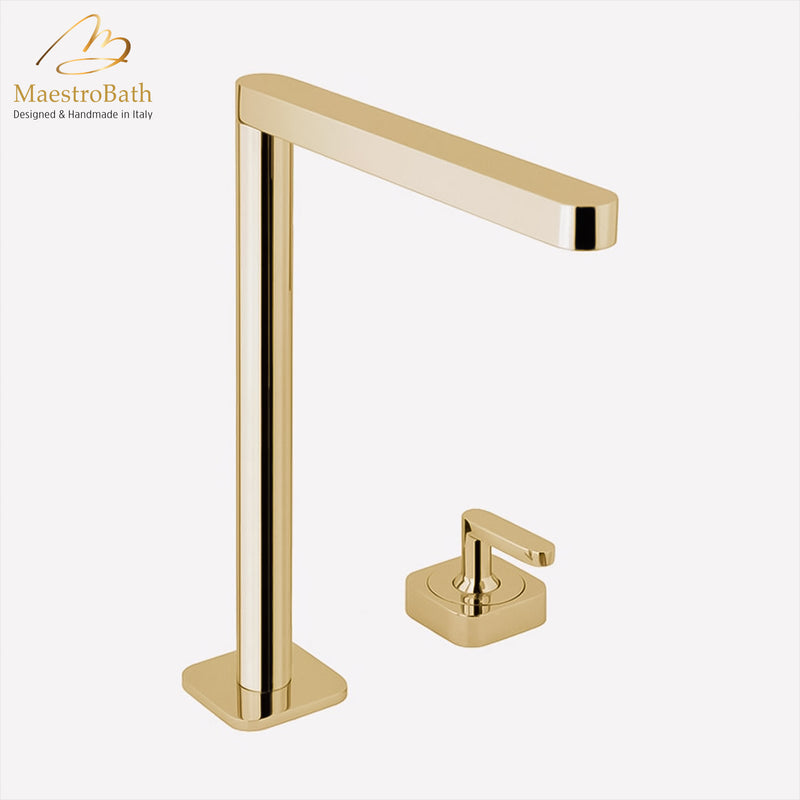 Italian Modern Vessel Sink Faucet | Polished Gold