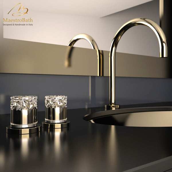 Miraggio Luxury Crystal 3 Hole Bathroom Faucet