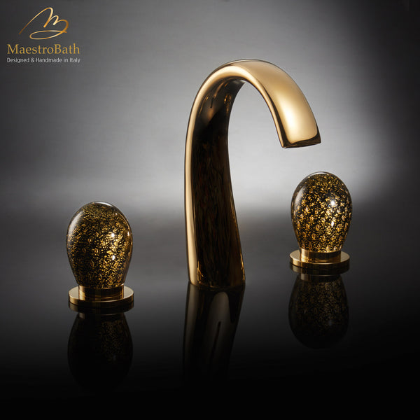 MURANO 3-Hole Luxury Bathroom Faucet | Black and Gold