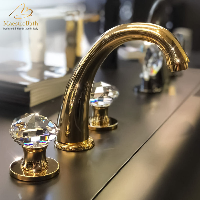 Crystal 3 Hole Bathroom Faucet