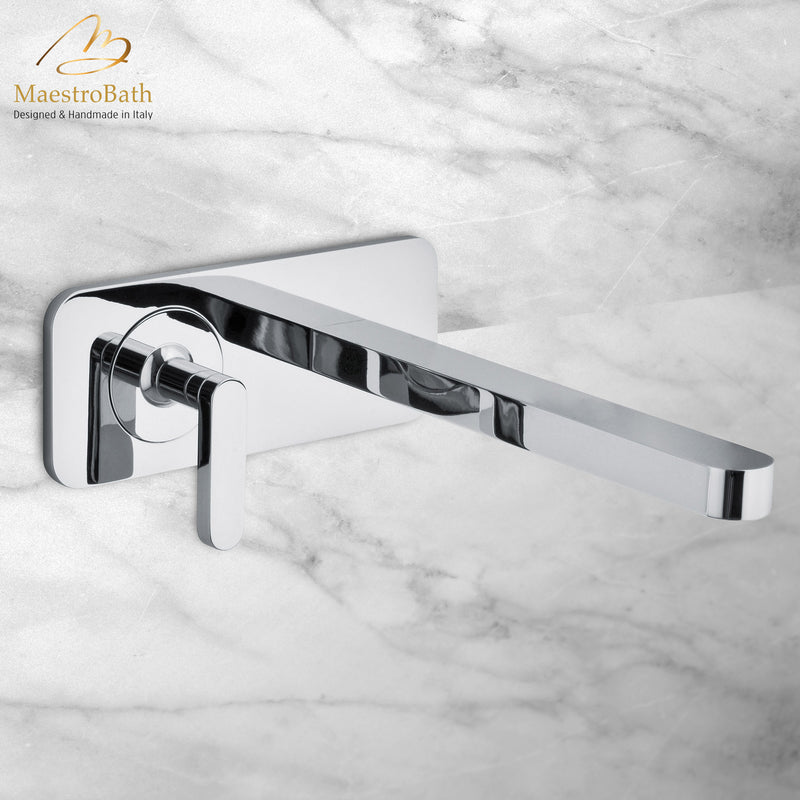 Modern Italian Wall-mount Bathroom Faucet | Polished Chrome