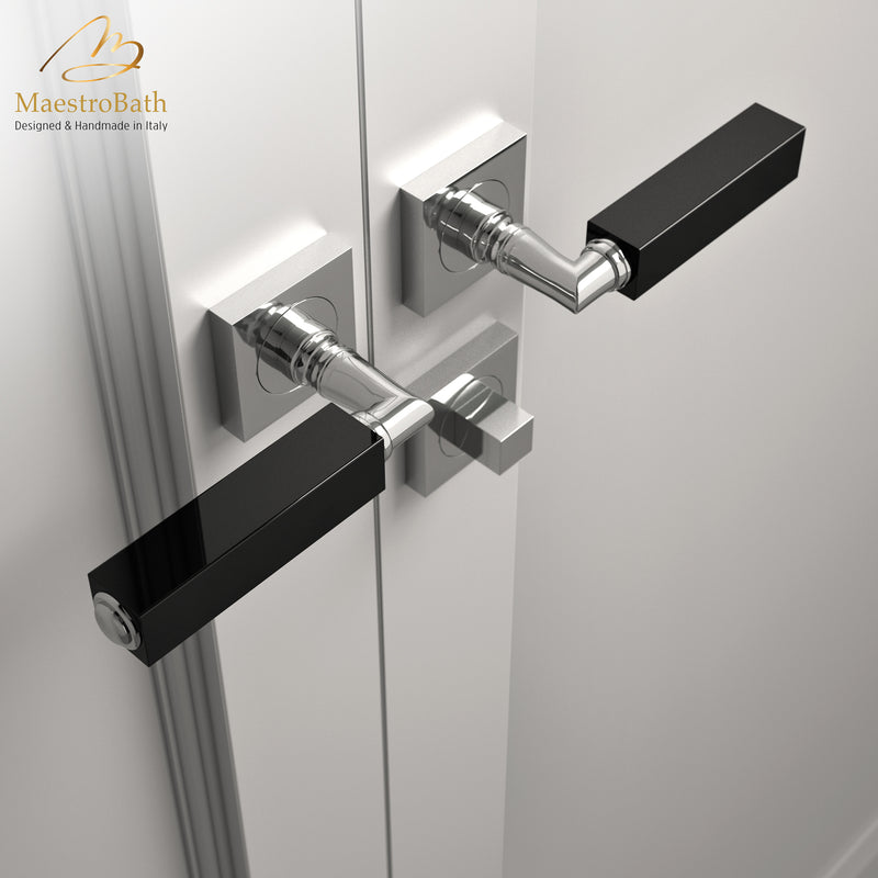 CUBO Crystal Door Handle | Black/Chrome