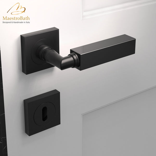 CUBO Crystal Door Handle | Black/Mat Black