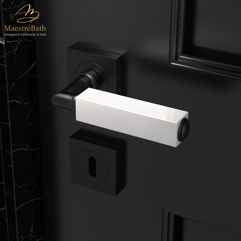 CUBO Crystal Door Handle | White/Mat Black