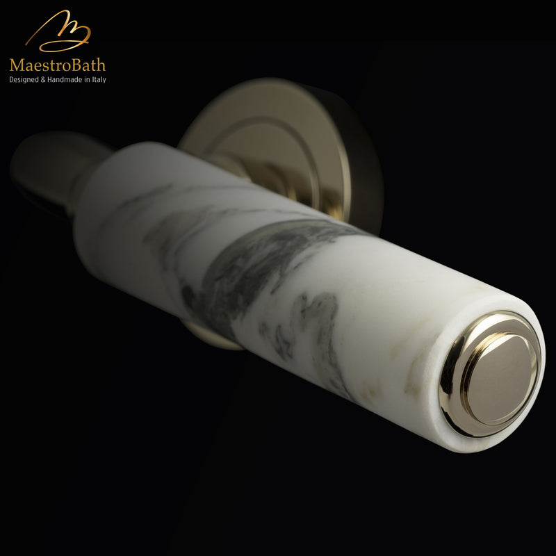 Luxury Marble Door Handle | White/Champagne