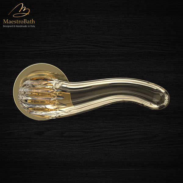 LUMA Crystal Door Handle | Amber/Polished Brass