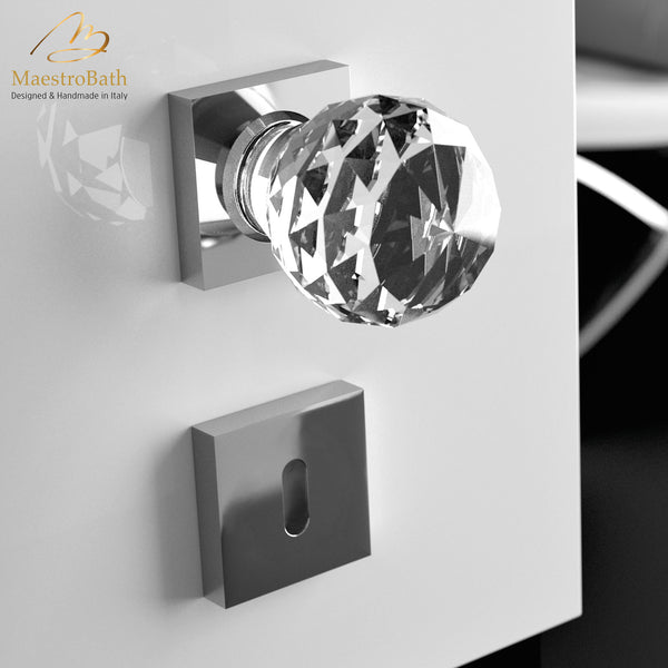 POLI Crystal Door Handle | Clear/Chrome