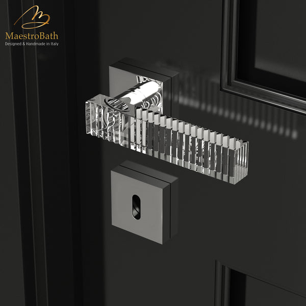 TONALITA Crystal Door Handle | Clear/Chrome