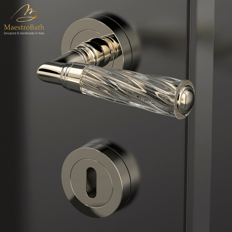 TORNADO Crystal Door Handle | Clear/Champagne