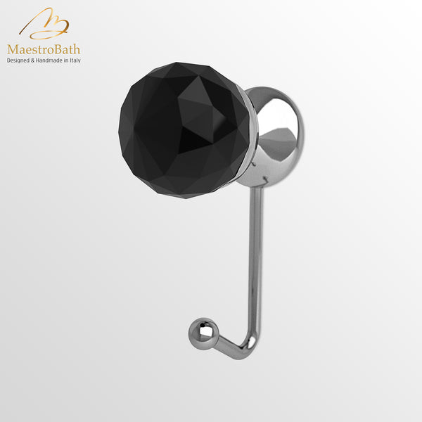 Poli Crystal Coat Hook | Black/Chrome