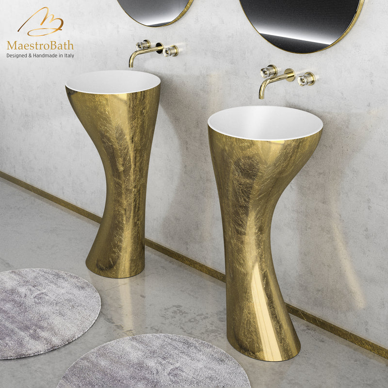 Swan Luxury Pedestal Sink | Gold Leaf