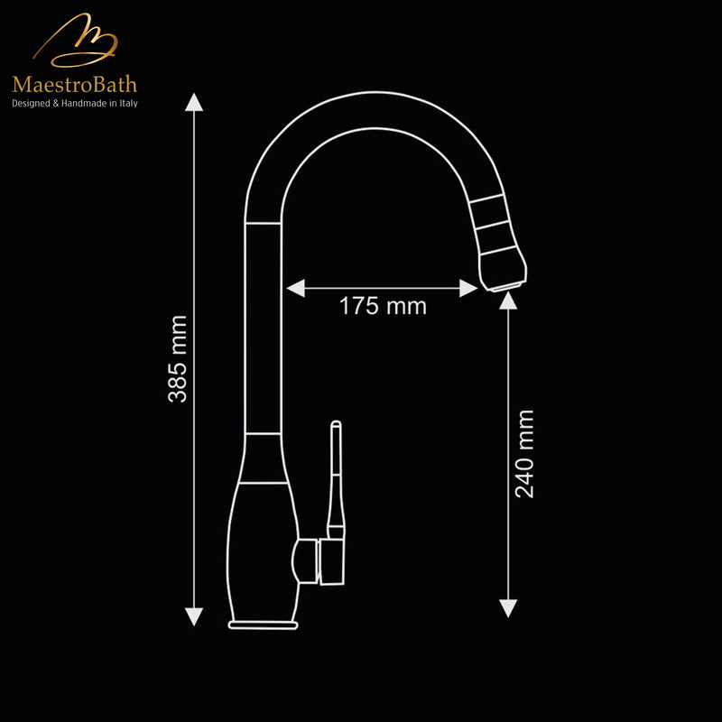 JAR DUAL Chrome Modern Kitchen Faucet | Pull Out Dual Shower