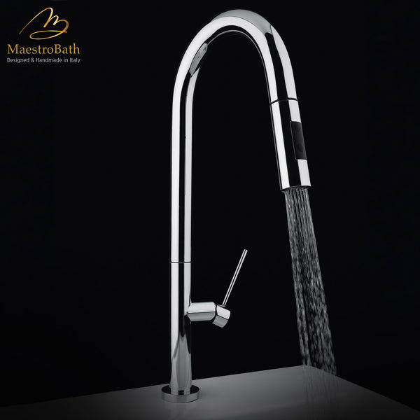 SLIM D30 Chrome | Designer Kitchen Faucet | Pullout Dual Shower #color_polished chrome