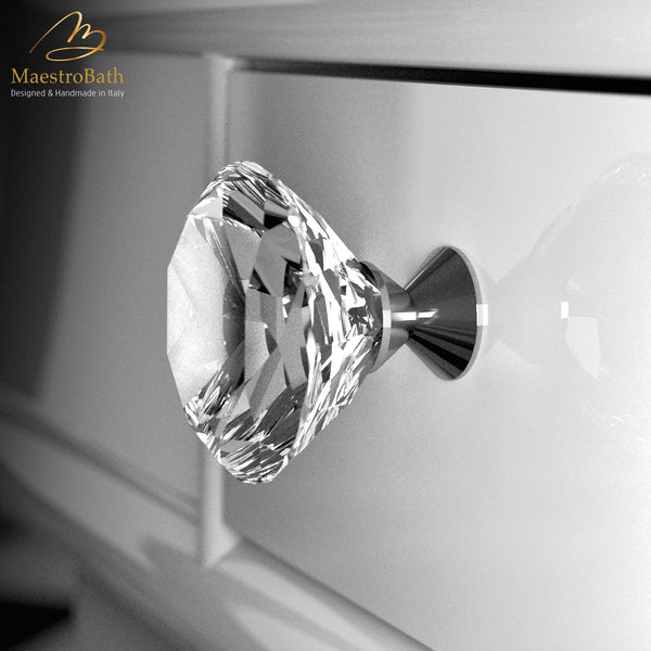 Diamond Crystal Knob | Clear/Chrome