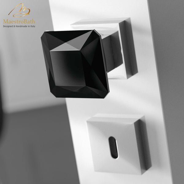 Modern Crystal Door Handle | Black